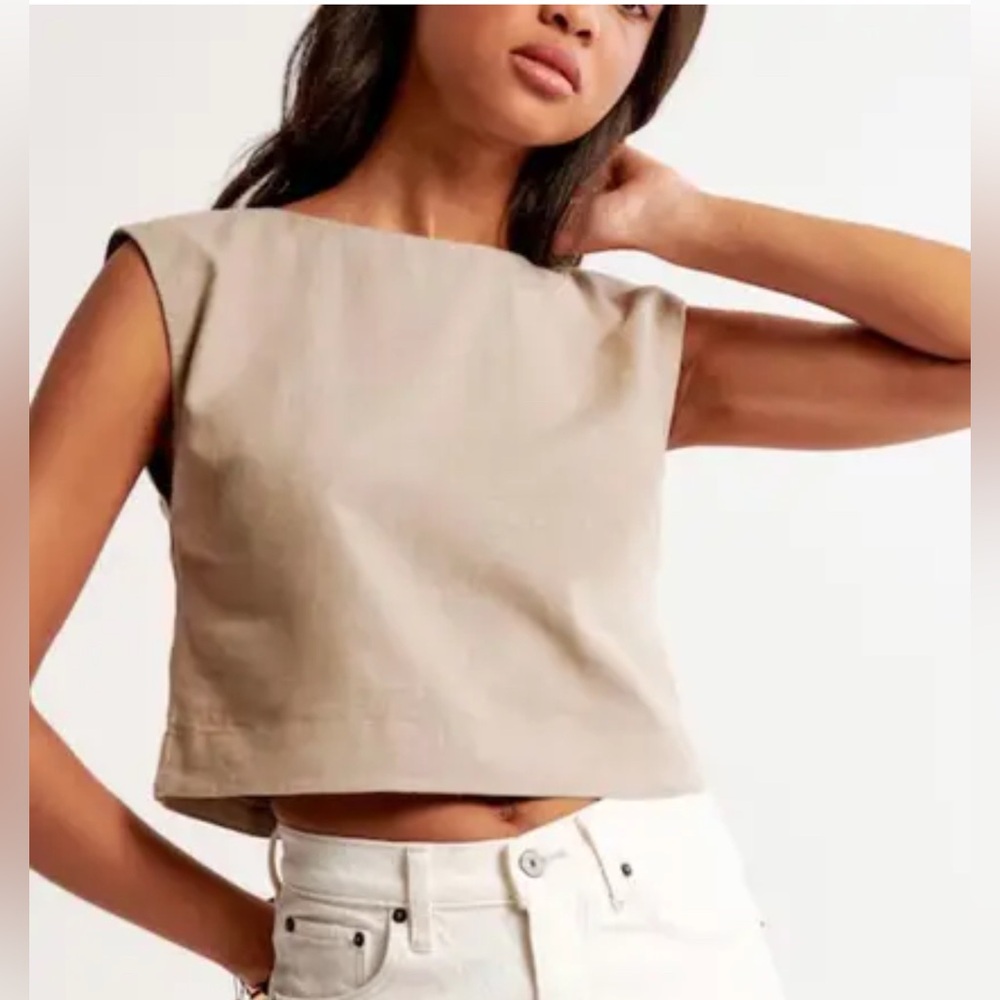 Abercrombie & Fitch Linen Blend Shell Top Brown Size Medium